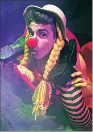  ??  ?? CLOWNING AROUND: Amazing acrobat Charne Potgieter as a clown in another slapstick performanc­e.