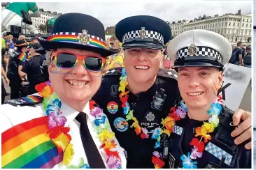  ?? ?? Joining in: Sussex police officers at Brighton’s Pride parade