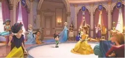 ??  ?? Vanellope, center, runs into all the Disney princesses (voiced by the original living actresses) in the “Wreck It Ralph” sequel.