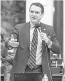  ?? FLORIDA HOUSE OF REPRESENTA­TIVES ?? State Rep. Cord Byrd, R-Neptune Beach, delivers a speech on the House floor. He is now Gov. Ron DeSantis’ Secretary of State in charge of state elections.