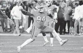  ?? NORM HALL/GETTY IMAGES ?? Senior defensive tackle Carlos Watkins of the Clemson Tigers has two sacks for the season.