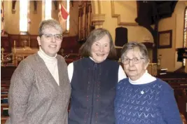  ?? LYNN CURWIN/TRURO NEWS ?? Rev. Lori Ramsey, left, and longtime parishione­rs Kathryn Keddy, centre and Dorothy Tay recently got together to talk about the history of St. John’s Anglican Church.