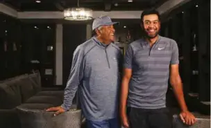  ??  ?? Kelepi and Tony Finau [above]; and teenage prodigies Gipper and Tony on the range [top] once Tony had turned pro