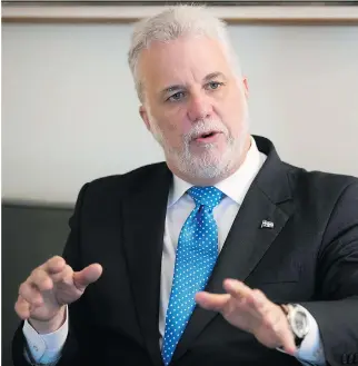  ?? PIERRE OBENDRAUF ?? “I defy anyone to name a situation, an event or an incident (in his time) which did not meet the highest ethical standards,” Premier Philippe Couillard declared at an end-of-session news conference