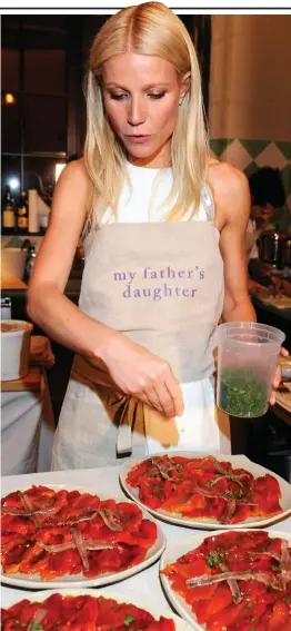  ??  ?? Veg happy: Miss Paltrow prepares healthy-looking meals