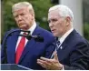  ?? AP ?? President Donald Trump listens as Vice President Mike Pence speaks at the White House in 2020 in Washington. Pence says he will not give Trump his endorsemen­t.