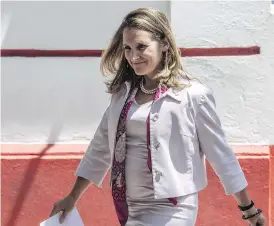  ?? PEDRO PARDO/AFP/GETTY IMAGES ?? Trudeau Liberals like Minister of Foreign Affairs Chrystia Freeland have been able to engage in their sanctimoni­ous brand of pulpit diplomacy, preaching to the rest of the world without having to back up the rhetoric with resources, John Ivison writes.