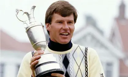  ??  ?? Nick Faldo lifts the Claret Jug at Muirfield in 1987. Photograph: David Cannon/Getty Images