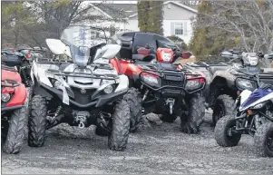  ?? DAVID JALA/CAPE BRETON POST ?? All-terrain vehicles, such as these machines found on the lot of a Sydney-area dealer, are more powerful than ever. The All-Terrain Vehicle Associatio­n of Nova Scotia is continuing to call for a greater emphasis on safety when it comes to operating the...