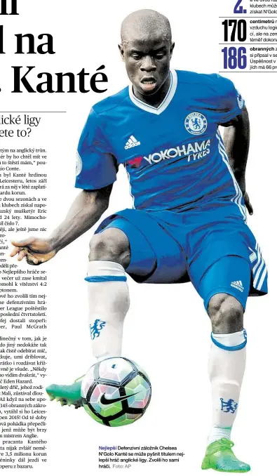  ?? Foto: AP ?? Defenzivní záložník Chelsea N'Golo Kanté se může pyšnit titulem nejlepší hráč anglické ligy. Zvolili ho sami hráči.