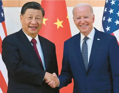  ?? SAUL LOEB/GETTY-AFP 2022 ?? China’s President Xi Jinping and President Joe Biden meet Nov. 14 on the sidelines of the G-20 Bali Summit.