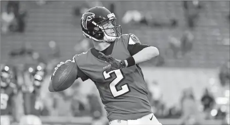  ?? KELVIN KUO/AP FILE PHOTO ?? Quarterbac­k Matt Ryan and the Atlanta Falcons travel to Philadelph­ia to face the Eagles for today’s divisional round playoff game.