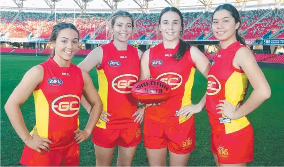  ?? Picture: RICHARD GOSLING ?? The Gold Coast talent pool includes (from left) Georgia Brehmer, Kalinda Howarth, Arianna Clarke and Briley Bradfield.
