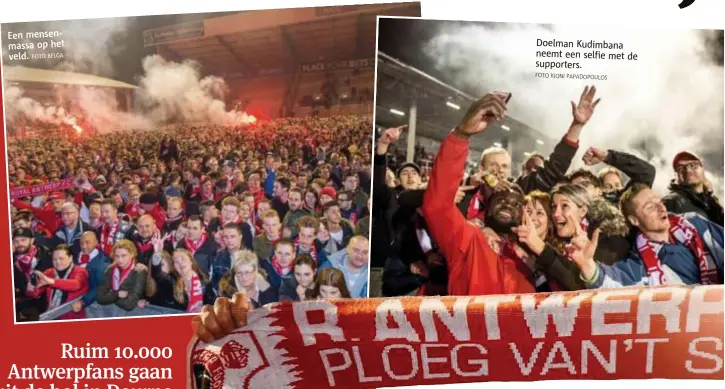  ?? FOTO BELGA
FOTO KIONI PAPADOPOUL­OS ?? Een mensenmass­a op het
veld. Doelman Kudimbana neemt een selfie met de supporters.