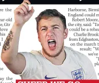  ??  ?? CHEER WE GO... Three Lions’ fan watching in Nottingham pub