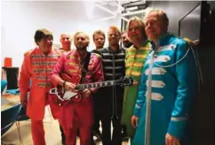  ??  ?? Faedreland­svennen møtte Det Betales backstage i Kilden. Fra venstre: Tor Henning Olsen, Håvard Caspersen, Eirik Naess, Rolf Øyvind Haeg, På Rake, Jon Ludvig Hansen, Magne Frydenlund og Bernt Mikael Johansen.