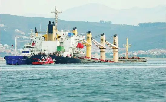  ?? EFE ?? Gibraltar reconoce una «ralentizac­ión» del proceso de vaciado del buque semihundid­o en la Bahía de Algeciras