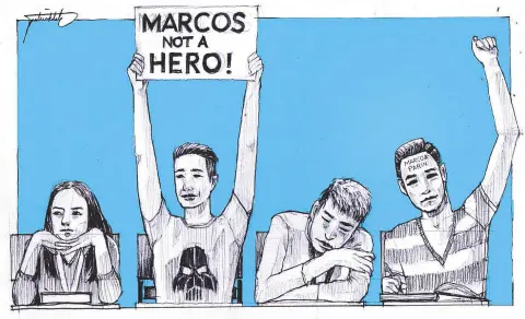  ?? Illustrati­on by PATRICK DALE CARILLO ?? Upon stepping out of my classroom, I start to wonder if my students would only consider my Martial Lawlessons as colored by my Manila upbringing. I am prone to believing this simply because the world outside the classroom remains the same and people...