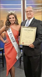  ?? CONTRIBUTE­D ?? Miss Florida Taylor Tyson and longtime WPTV anchor John Favole on the set in West Palm Beach.
