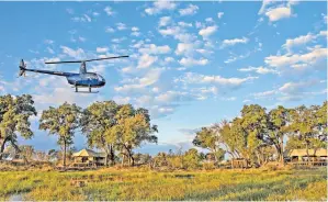  ?? ?? i Trunk call: baby elephants pay a visit to newly opened Sitatunga Private Island
g Fresh perspectiv­e: take a 10-minute helicopter ride from Duba Plains camp and ‘get a feel for the enormity of the region’