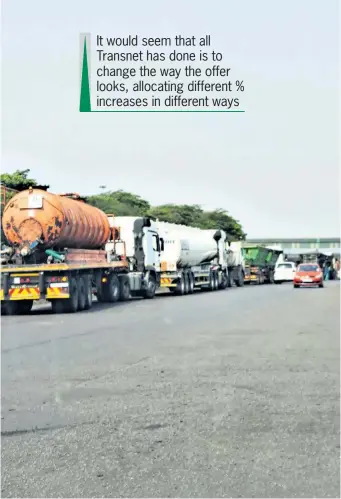  ?? ?? Trucks lined up on the first day of the strike last week with the west gate entrance to the port closed Photos: Gugu Myeni