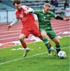  ?? Foto: Elmar Knöchel ?? Der FC Königsbrun­n (links Sandro Blasi) möchte auch gegen Ottmarshau­sen seine weiße Weste behalten.