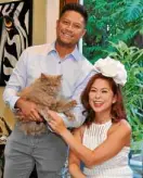  ??  ?? Tessa Valdes and son Bryan Prieto with pet cat Sky