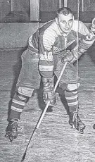  ??  ?? Ron Conrad, the playing coach of the Nova Scotia Senior Hockey League Brookfield Elks in 1960-61.