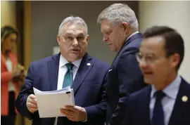  ?? ARKIVBILD: GEERT VANDEN WIJNGAERT ?? Ungerns premiärmin­ister Viktor Orbán och Sveriges statsminis­ter Ulf Kristersso­n i förgrunden.