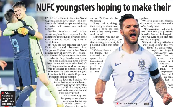  ??  ?? Adam Armstrong of England and Freddie Woodman Adam Armstrong
