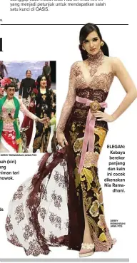  ?? DERRY RIDWANSAH/ JAWA POS ?? ELEGAN: Kebaya berekor panjang dan kain ini cocok dikenakan Nia Ramadhani.