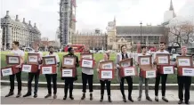  ?? |
AP ?? ACTIVISTS from the People’s Vote campaign show ‘Deal or No Deal’ boxes in London, yesterday. British MPs are set to vote on the Brexit deal in Parliament today.