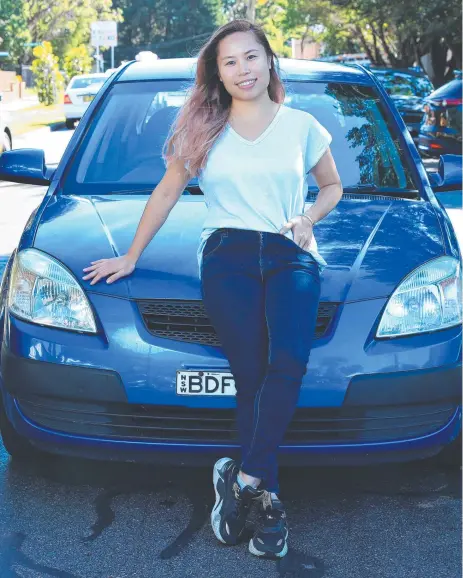  ?? ?? Chelsy Chew with the car she traded for which all started with a bobby pin. Picture: John Feder
