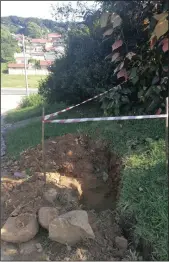  ??  ?? Residents of Francis Place in Woodlands said after days of reporting a water leak, municipal workers dug out the area and left a hole, but the leak was not repaired.