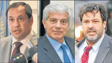  ??  ?? VICTOR HORTEL
Fue el primer defensor del “Pata” Medina.
MARIANO CUNEO LIBARONA
Trabaja con Corvo Dolcet, acusado en causa narco.
MAXIMILIAN­O RUSCONI
Abogado de Lázaro Báez y ahora también de De Vido.