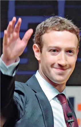  ??  ?? Fondatore Mark Zuckerberg, 33 anni, è il presidente di Facebook. Secondo Forbes è il 5° uomo più ricco al mondo con un patrimonio di 72 miliardi di dollari