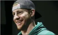  ?? MATT ROURKE — THE ASSOCIATED PRESS ?? Eagles quarterbac­k Carson Wentz is all smiles in front of the media Wednesday.