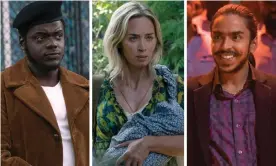  ??  ?? From left: Daniel Kaluuya in Judas and the Black Messiah, Emily Blunt in A Quiet Place Part II, Adarsh Gourav in The White Tiger. Composite: Allstar