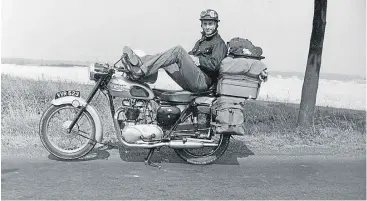  ?? ?? Arthur Bancroft on his Triumph, somewhere in Italy in the 1950s.