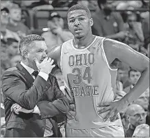  ?? [JOSHUA A. BICKEL/DISPATCH] ?? Ohio State coach Chris Holtmann is looking at several players who can close out games, incliuding forward Kaleb Wesson. Where: TV: Radio:
Records: Notable: