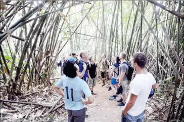  ?? VIENTIANE TIMES ?? Visitors to the Gibbon Experience in Laos’s Nam Kan National Park.