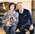  ??  ?? Storytelle­r: Jeffrey Archer in his London apartment, top; with wife Mary, above