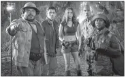  ??  ?? Jack Black (from left), Nick Jonas, Karen Gillan, Dwayne Johnson and Kevin Hart star in Jumanji: Welcome to the Jungle. It came in first at last week’s box office for the third time in a row and made about $19.5 million.