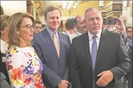  ?? Hearst Connecticu­t Media file photo ?? In this 2018 photo, from left, House Minority Leader Themis Klarides, R-Derby, House Majority Leader Matt Ritter, D-Hartford, and Speaker of the House Joe Aresimowic­z, D-Berlin, stand together.