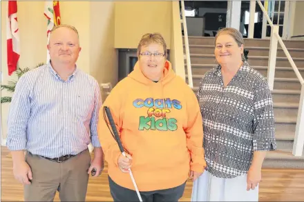  ?? MILLICENT MCKAY/JOURNAL PIONEER ?? Pastor Sean Ward, left, of the Summerside United Pentecosta­l Church, Sandra Gallagher, organizer of the 2018 Coats for Kids campaign, and Mary Noye, community care operator of the church are excited to announce that Coats for Kids 2018 is a go.