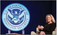  ?? AP/CAROLYN KASTER ?? Homeland Security Secretary Kirstjen Nielsen speaks at George Washington University’s Jack Morton Auditorium in Washington on Monday.