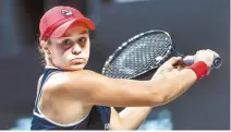  ?? EPA-Yonhap ?? Ashleigh Barty of Australia is in action during her group stage match against Kiki Bertens of the Netherland­s at the WTA Finales 2019 tournament in Shenzhen, China, Tuesday.