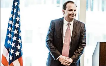  ?? LEAH HOGSTEN/SALT LAKE TRIBUNE ?? Sen. Mike Lee, R-Utah, said he has talked to the White House about the vacancy after Justice Anthony Kennedy retires.