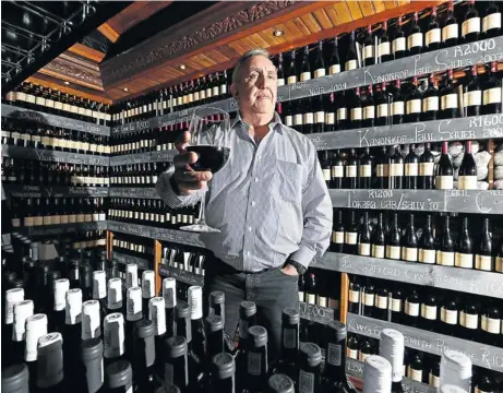  ?? Picture: JAMES OATWAY ?? BOSS MAN: Alan Pick, owner of the Butcher Shop & Grill, in his wine cellar in Sandton