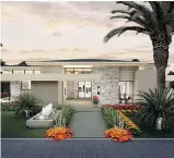  ??  ?? Artist’s rendering of the exterior of a single-storey desert prairies-style estate home.